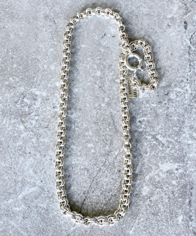 7mm Sterling Silver Two-by-Two Link Necklace with a 16mm Sterling Silver Spring Ring Clasp