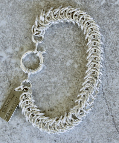 8.6mm Sterling Silver Box Link Bracelet with a 17mm Sterling Spring Ring Clasp
