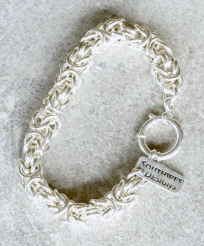 9.2mm Sterling Silver Byzantine Link Bracelet