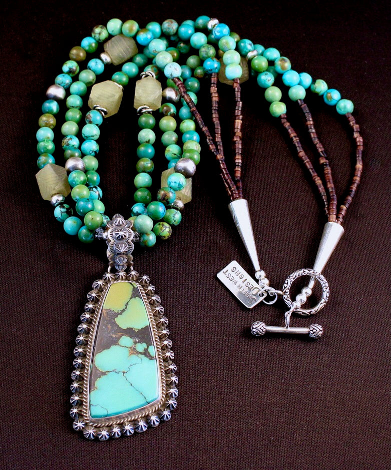 Darrell Cadman China Mountain Turquoise and Sterling Silver Pendant 