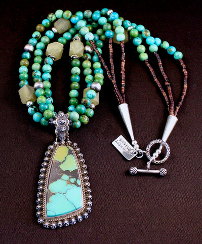 Darrell Cadman China Mountain Turquoise and Sterling Silver Pendant 