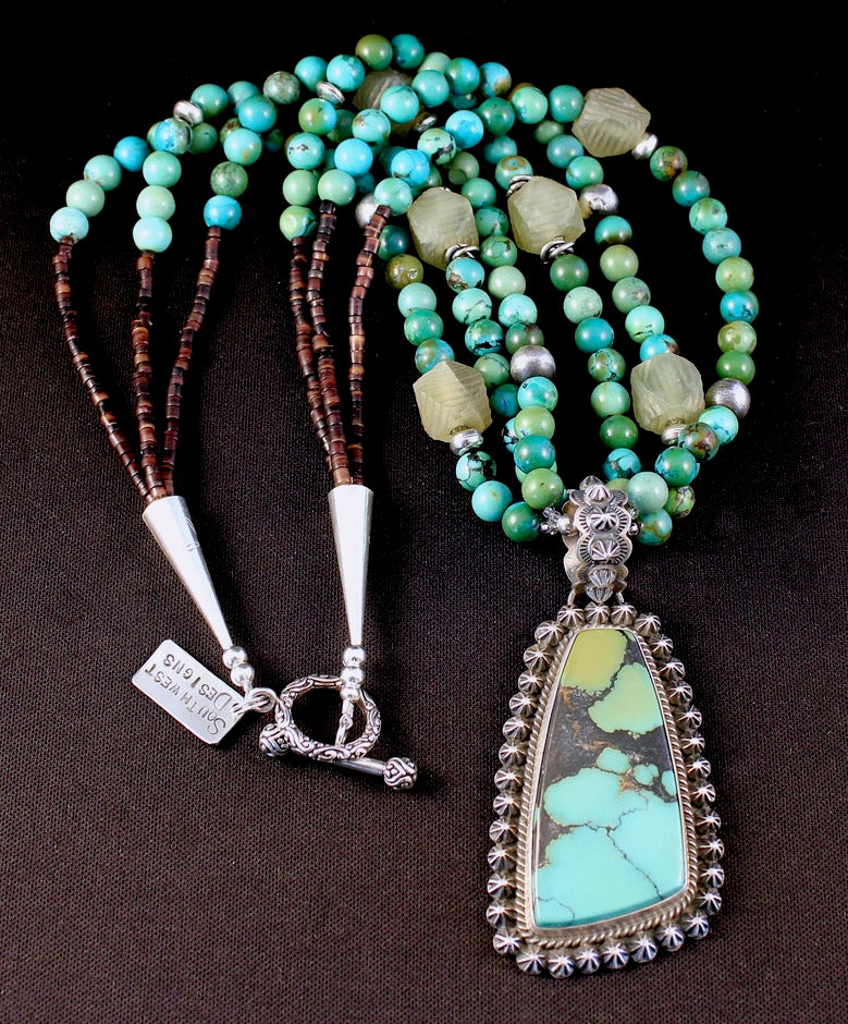 Darrell Cadman China Mountain Turquoise and Sterling Silver Pendant 
