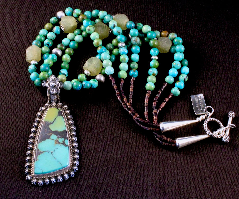 Darrell Cadman China Mountain Turquoise and Sterling Silver Pendant 