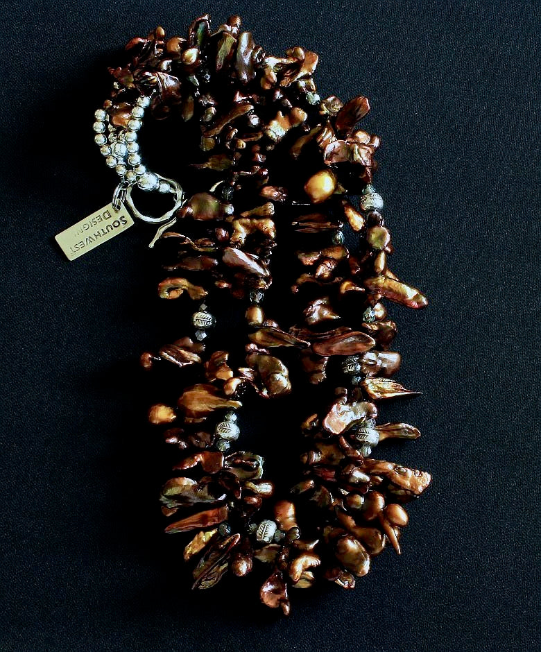 Golden-Bronze Keshi Pearl 2-Strand Necklace