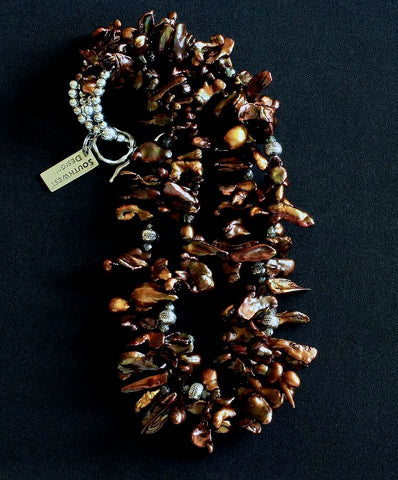 Golden-Bronze Keshi Pearl 2-Strand Necklace