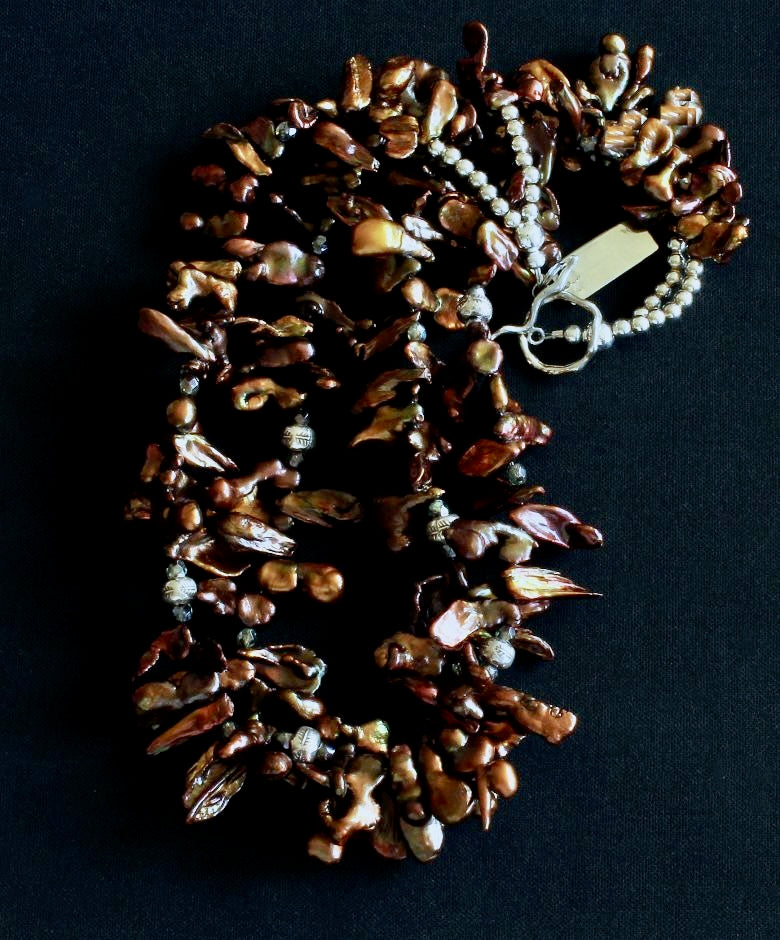 Golden-Bronze Keshi Pearl 2-Strand Necklace