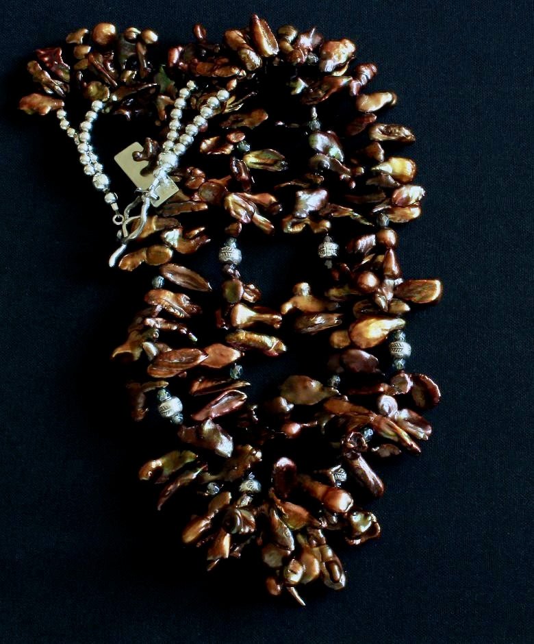 Golden-Bronze Keshi Pearl 2-Strand Necklace