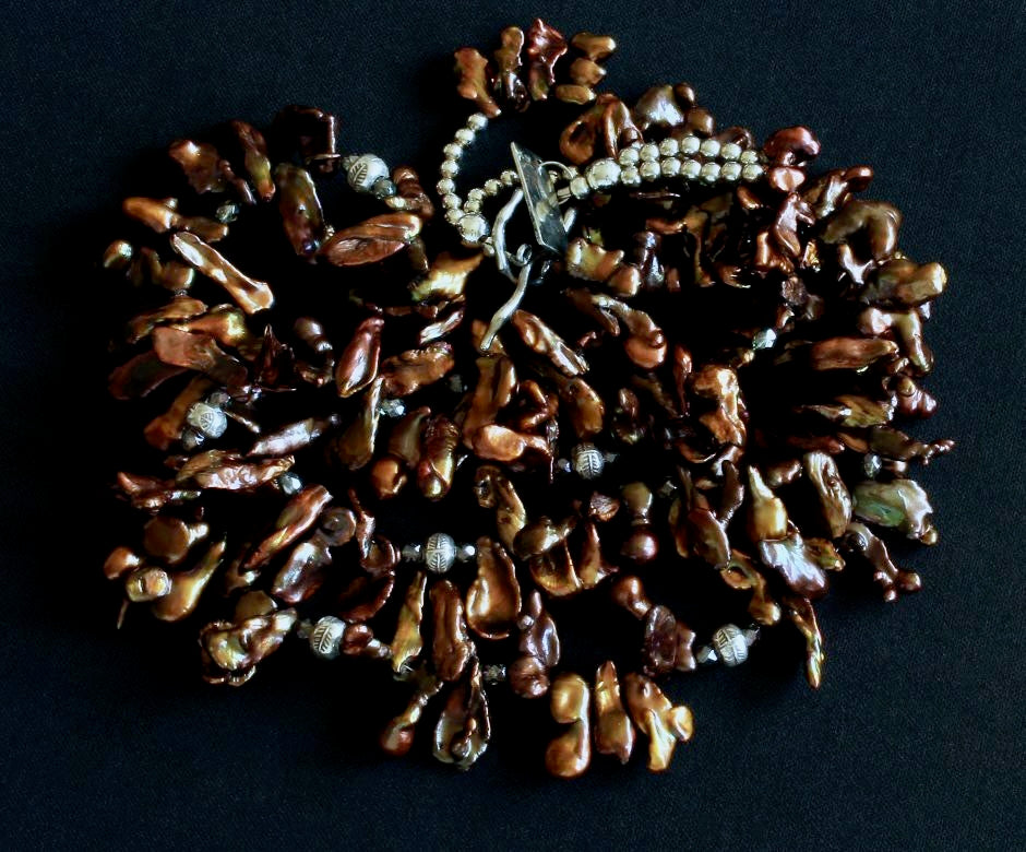 Golden-Bronze Keshi Pearl 2-Strand Necklace