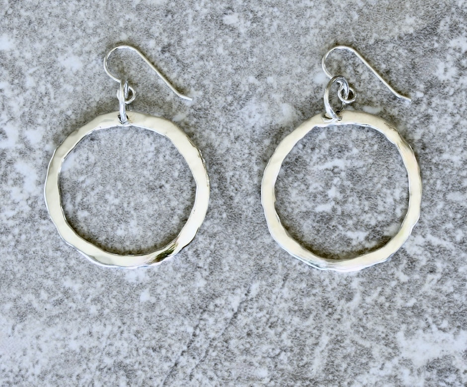 Sterling Silver Medium Large Hoop Earrings with Sterling Earring Wires