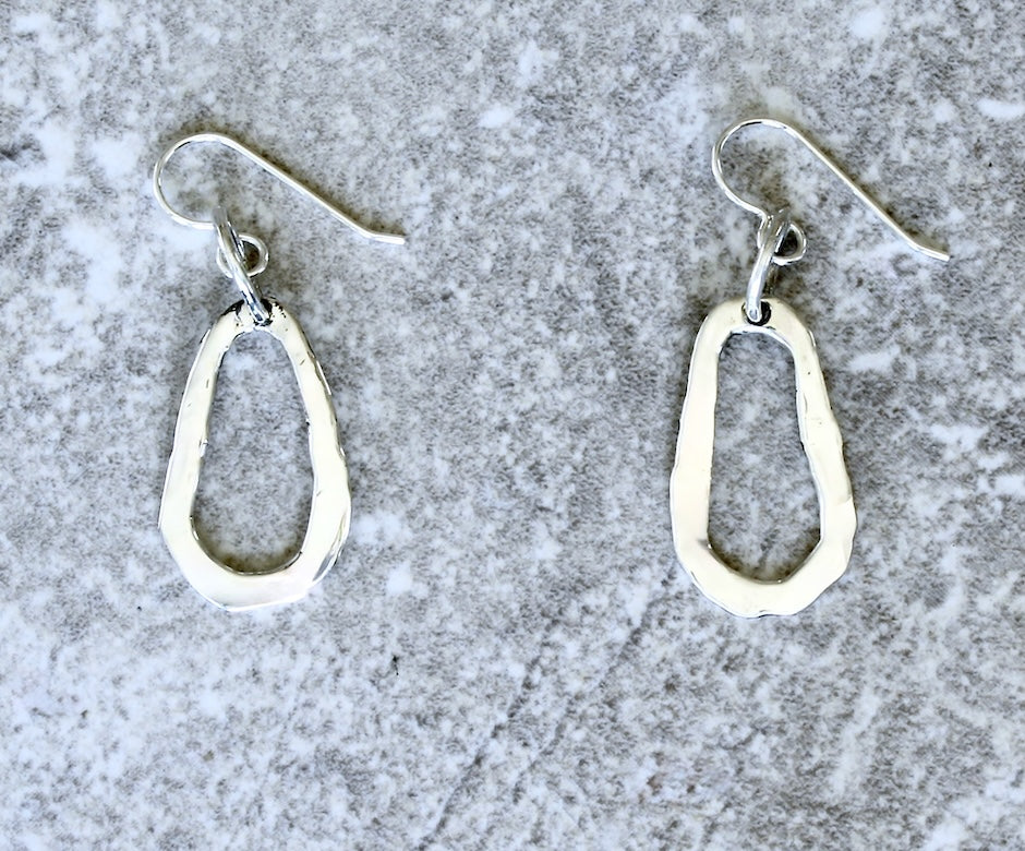 Hammered Sterling Silver Teardrop Earrings with Sterling Silver Earring Wires