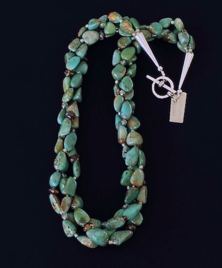 Pilot Mountain Turquoise Nugget 3-Strand Twist Necklace