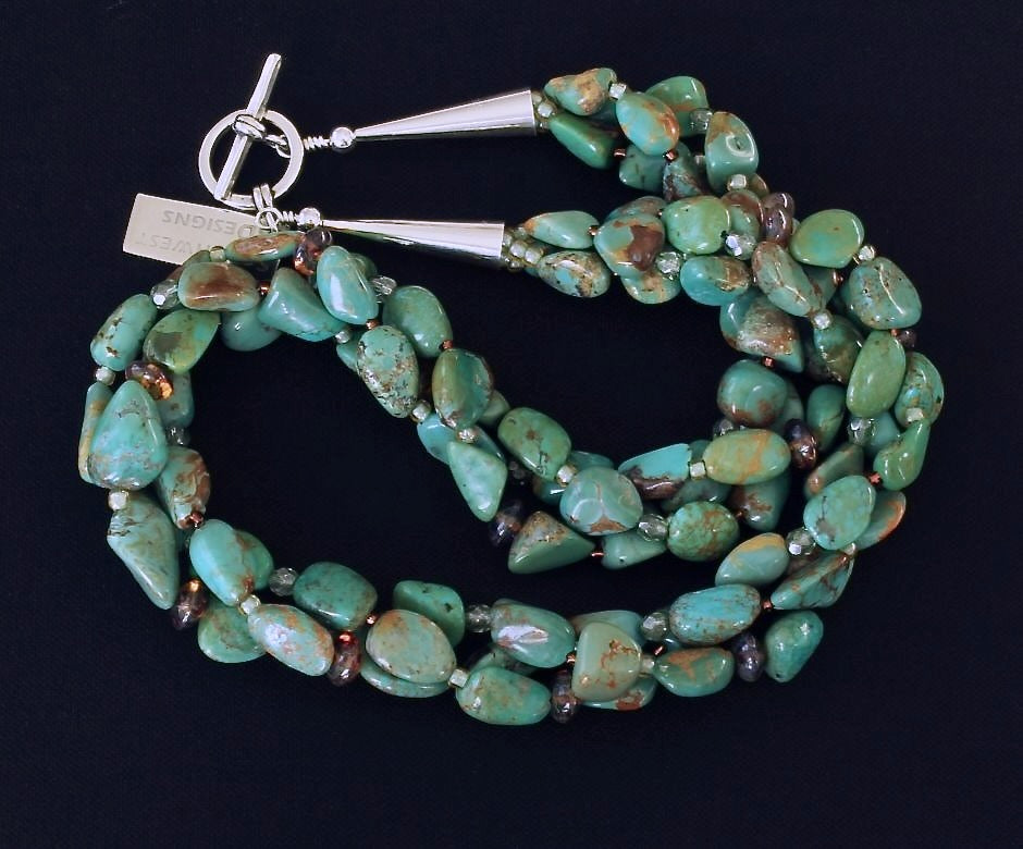 Pilot Mountain Turquoise Nugget 3-Strand Twist Necklace