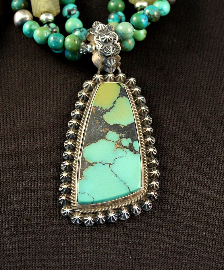 China Mountain Turquoise & Sterling Pendant with Turquoise Rounds